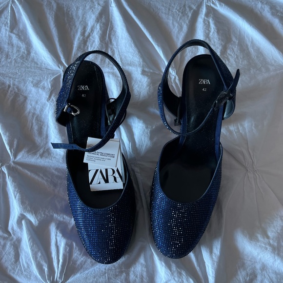 ✨SALE✨ ZARA RHINESTONE HEELED PLATFORM SHOES ✨SALE✨ - Picture 10 of 11